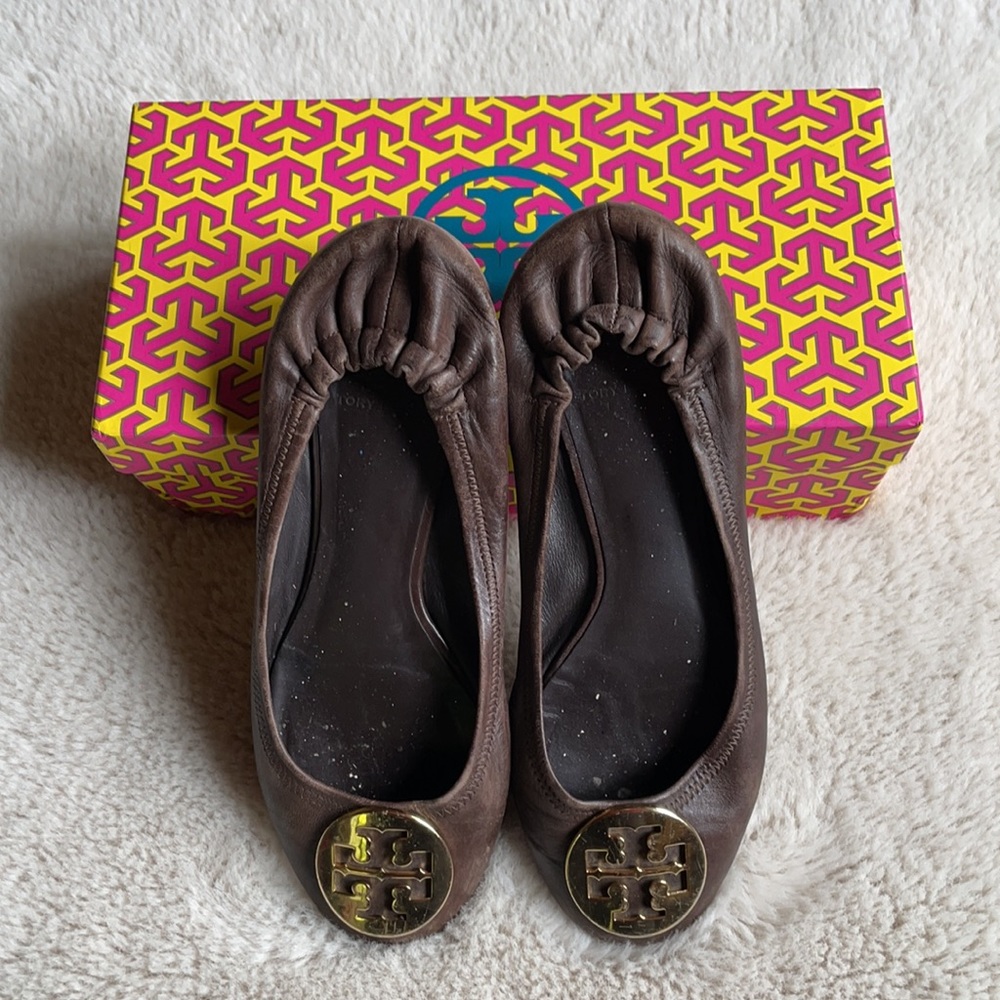 Tory Burch | Brown Leather ‘Reva’ Ballet Flats | 8.5